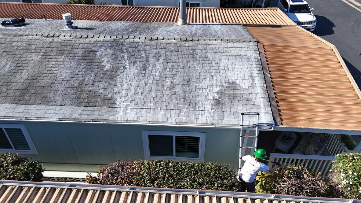 Drone view of mobile home community treatment