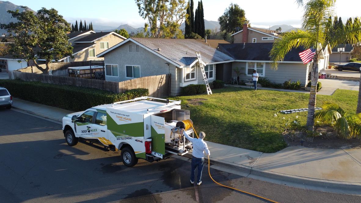Roof Maxx treatment in progress — Camarillo