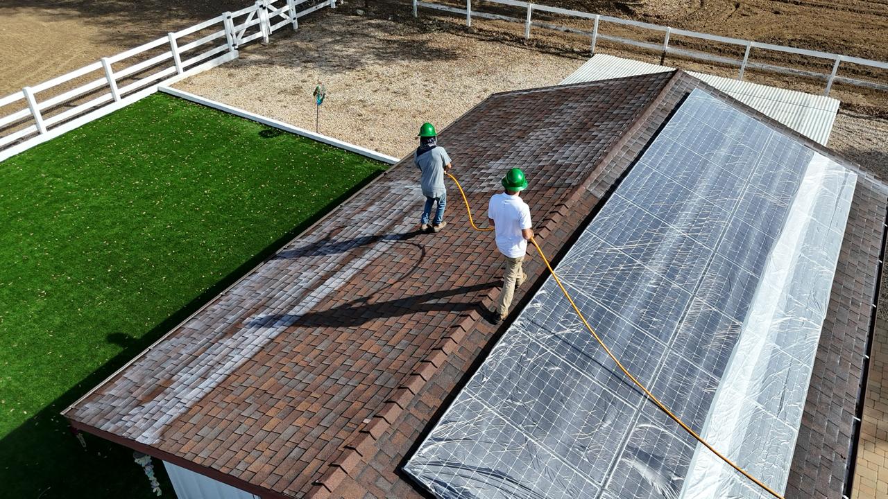 Roof Maxx treatment in progress — Agoura Hills