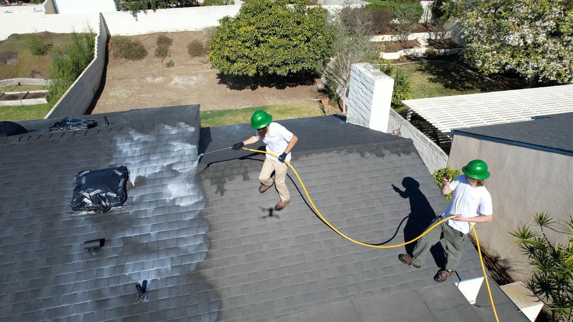 Roof Maxx treatment in progress — Porter Ranch